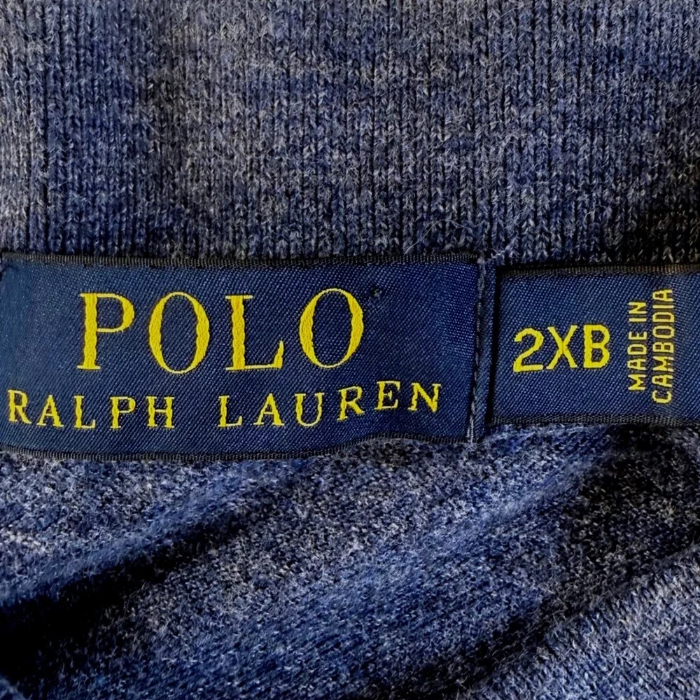 Polo Ralph Lauren Polo Shirt Mens 2XB Short Sleeve Heathered Navy Blue